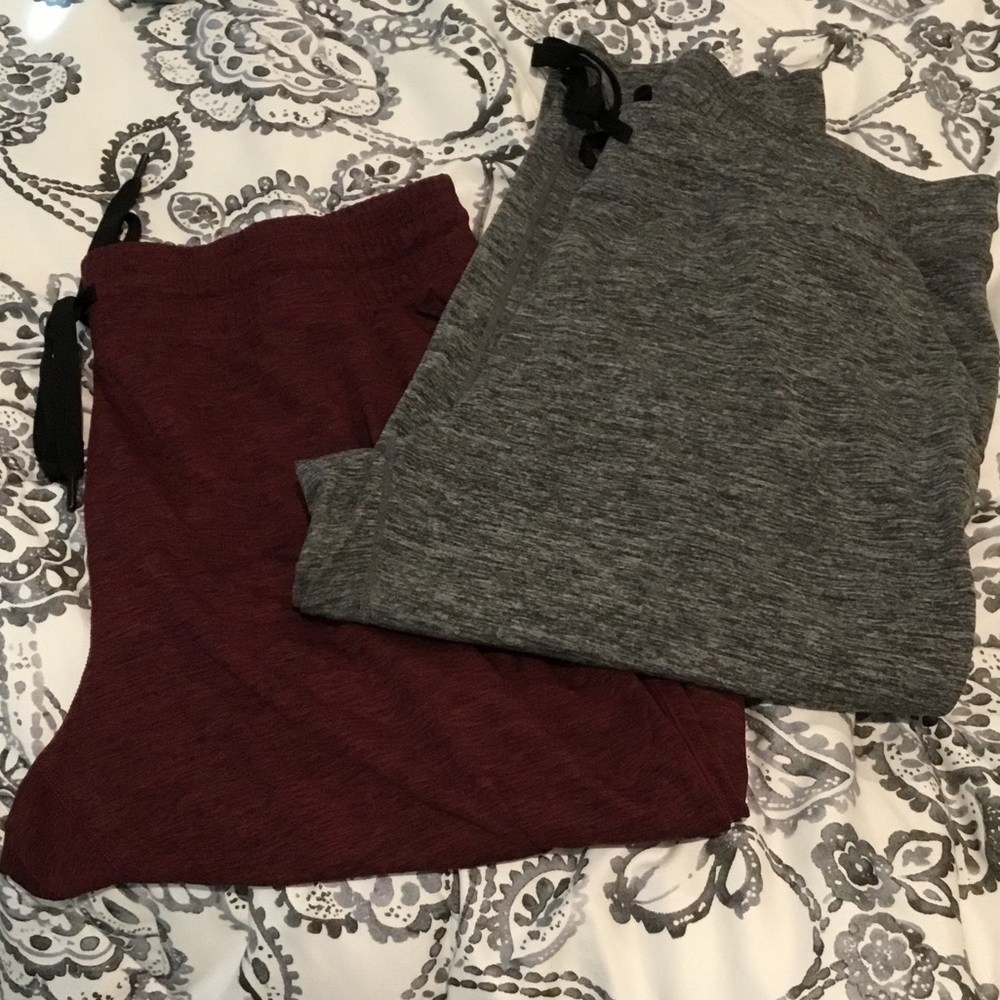 2 pairs Dark Heather Gray & Burgundy Joggers